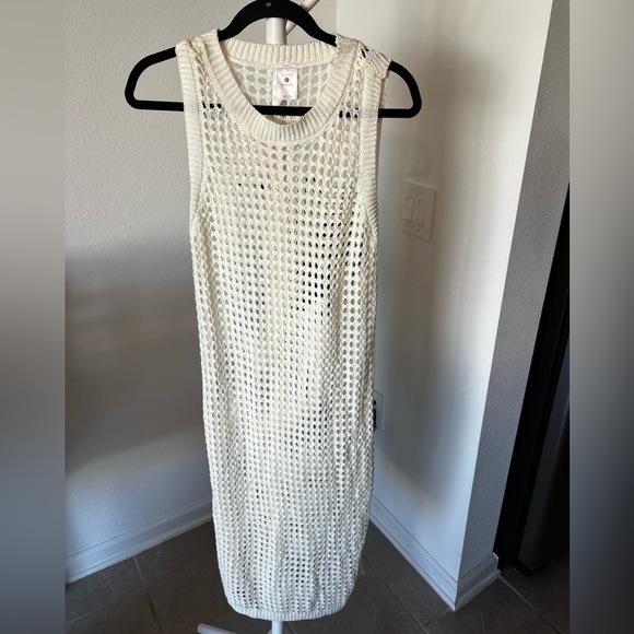 Shade & Shore Dresses & Skirts - Sleeveless Crochet Midi Dress swimsuit cover up in Cream